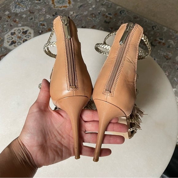 Sam Edelman Savannah Fringe Leather Heel Sandals - Picture 5 of 6